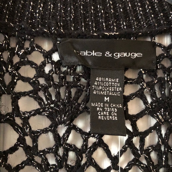 Cable & Gauge Black/Silver Open Crocheted Jacket - Picture 4 of 6